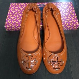 Tory Burch Reva Patent flats NEW size 8.5 authentic